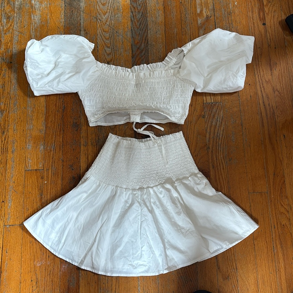 White Off-Shoulder Skirt Set - Picture 2 of 3